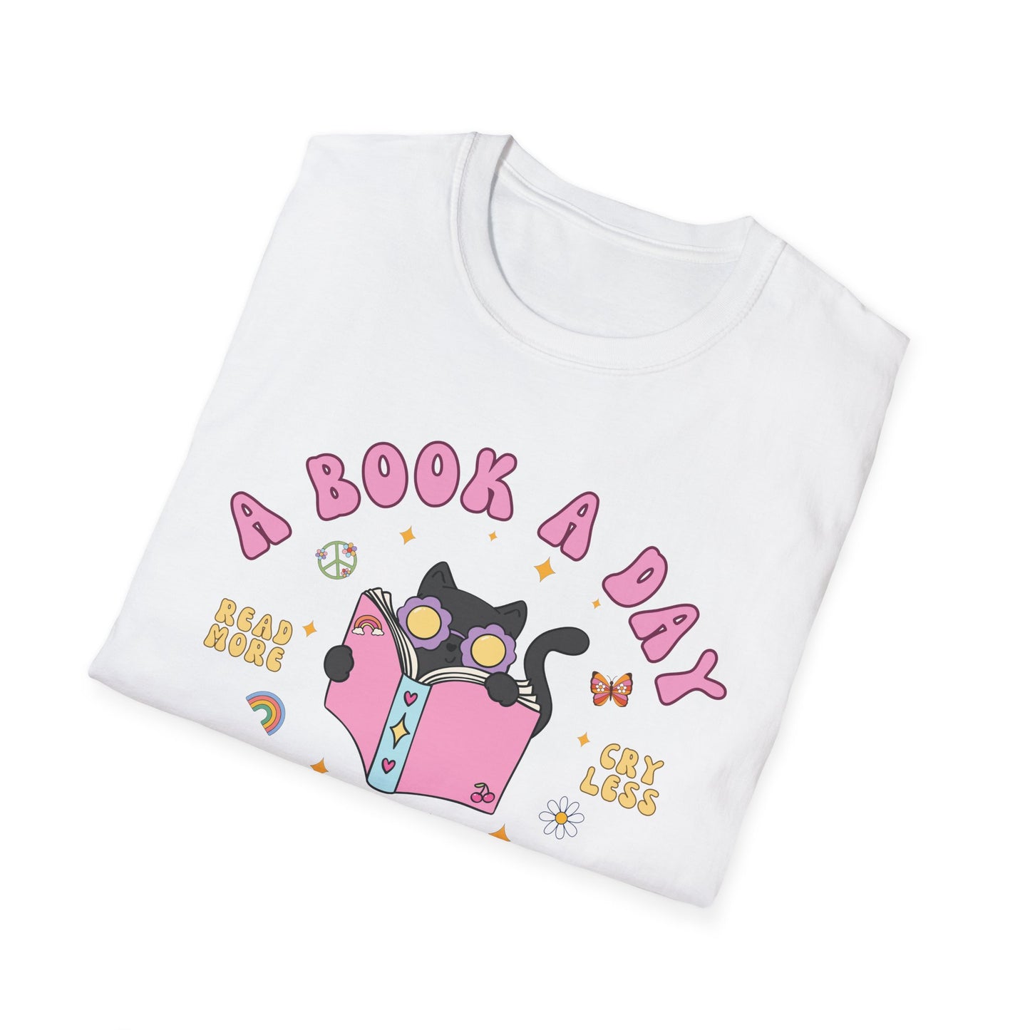 A Book A Day Keeps The Mental Breakdown Away (Groovy Cat) T-shirt