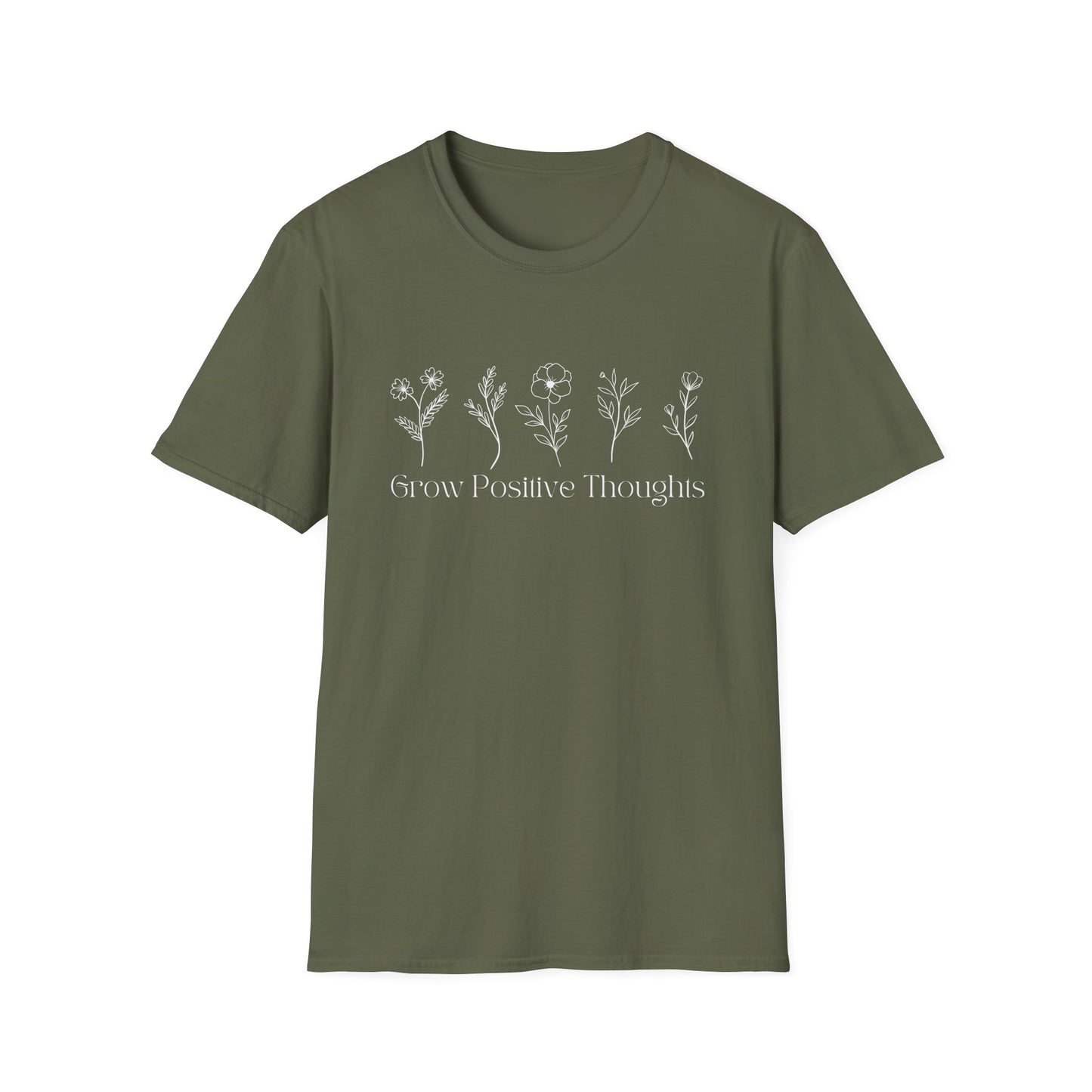 Grow Positive Thoughts (Line Drawing) T-shirt