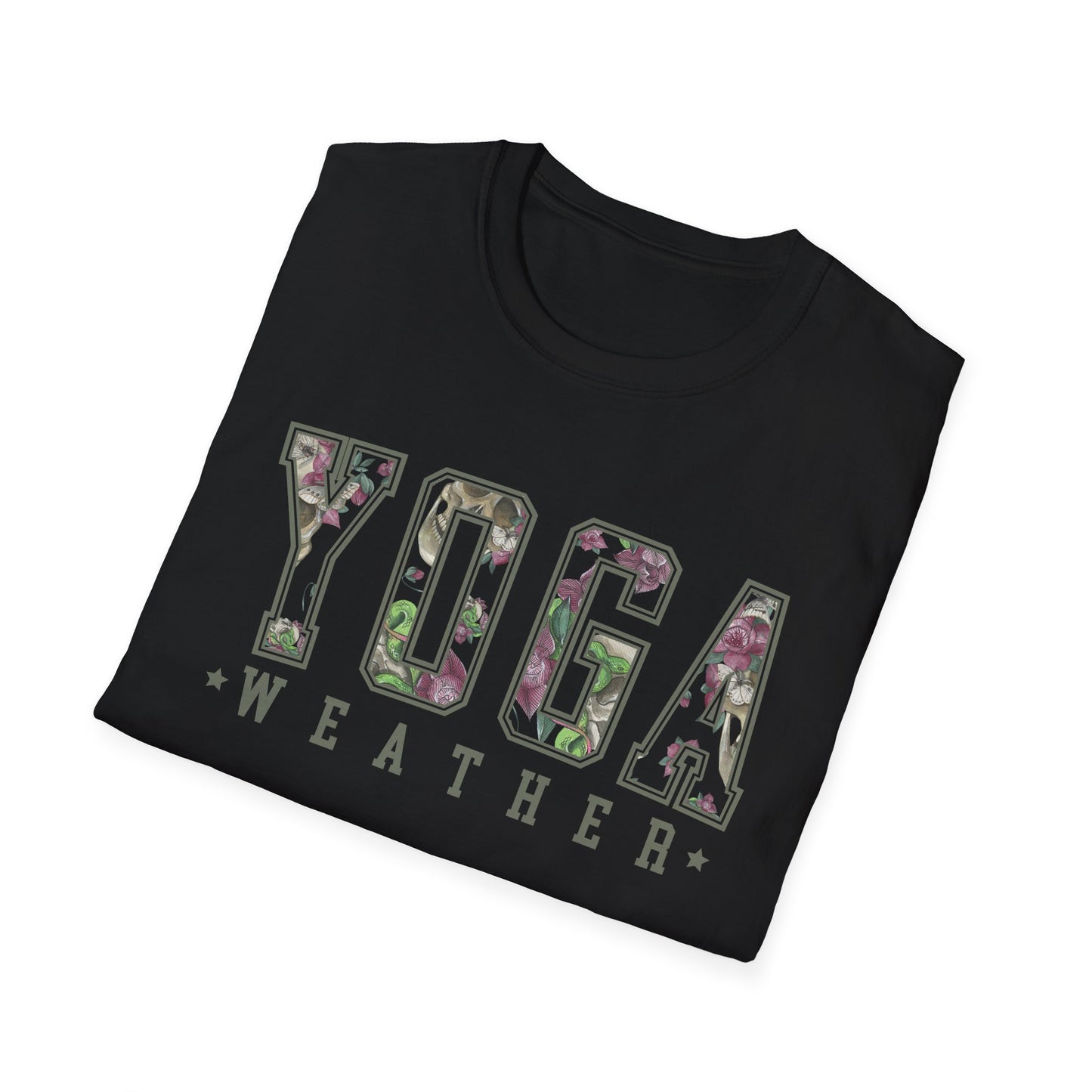 Yoga Weather (Flower & Skulls) T-shirt