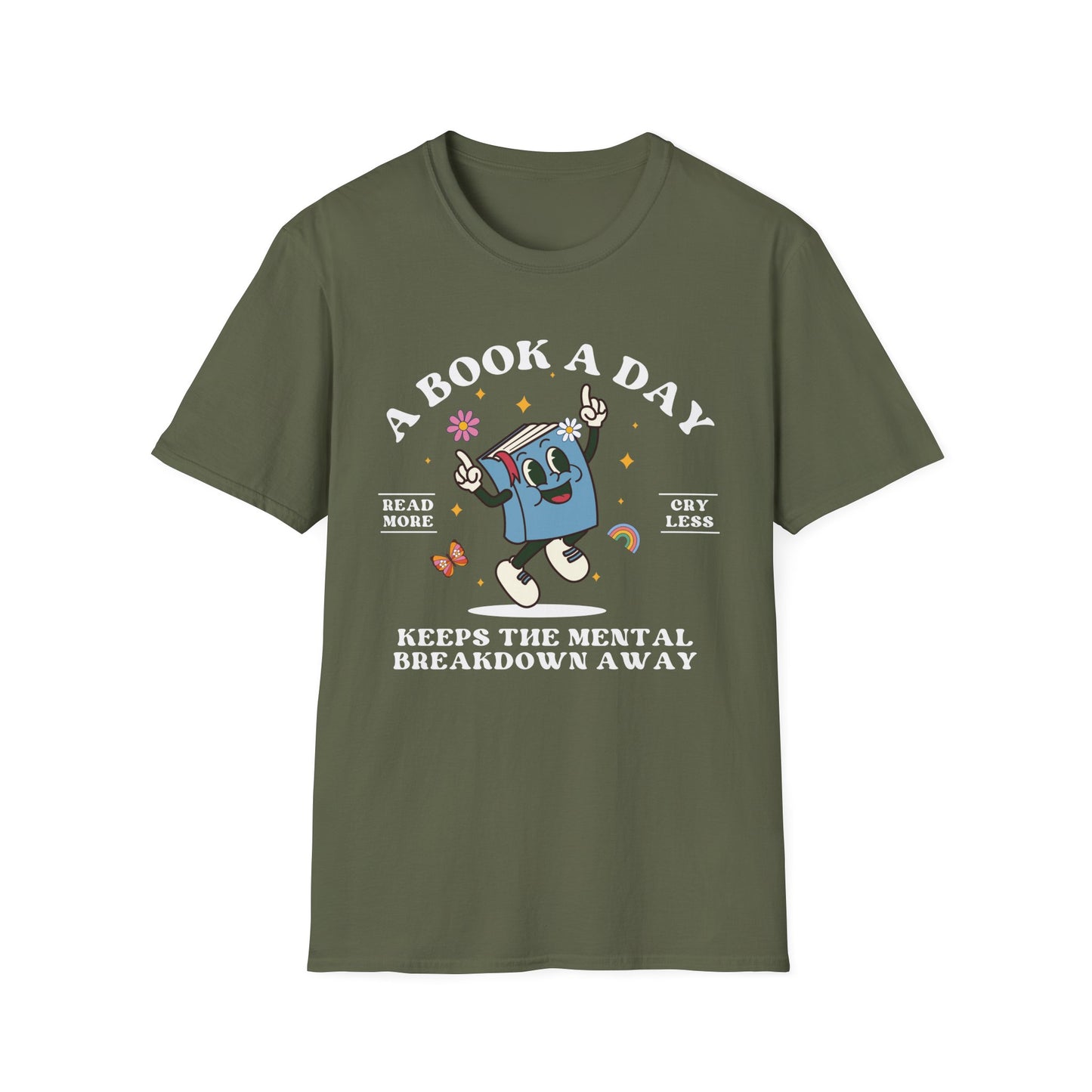 A Book A Day Keeps The Mental Breakdown Away (Retro) T-shirt