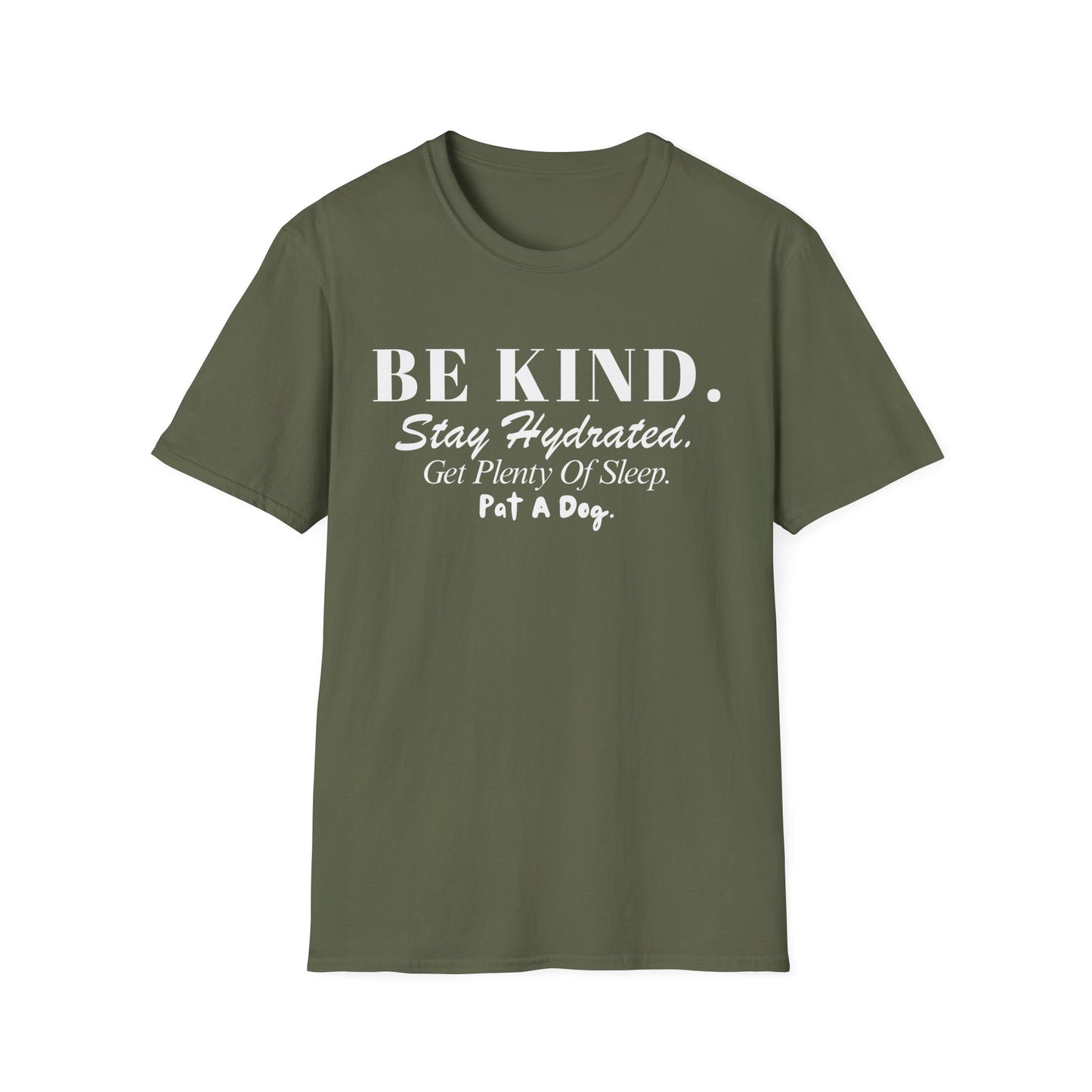 Be Kind. Stay Hydrated. Get Sleep. Pat a Dog T-shirt