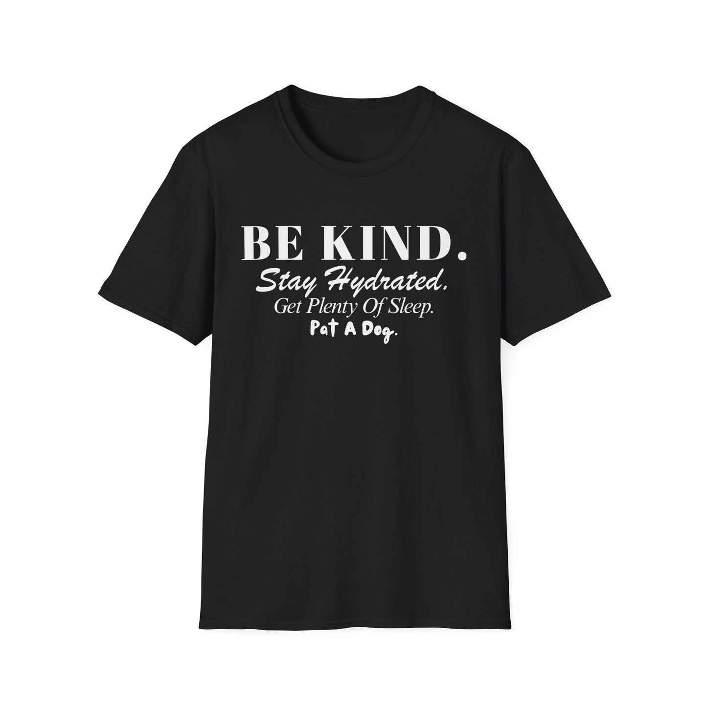 Be Kind. Stay Hydrated. Get Sleep. Pat a Dog T-shirt