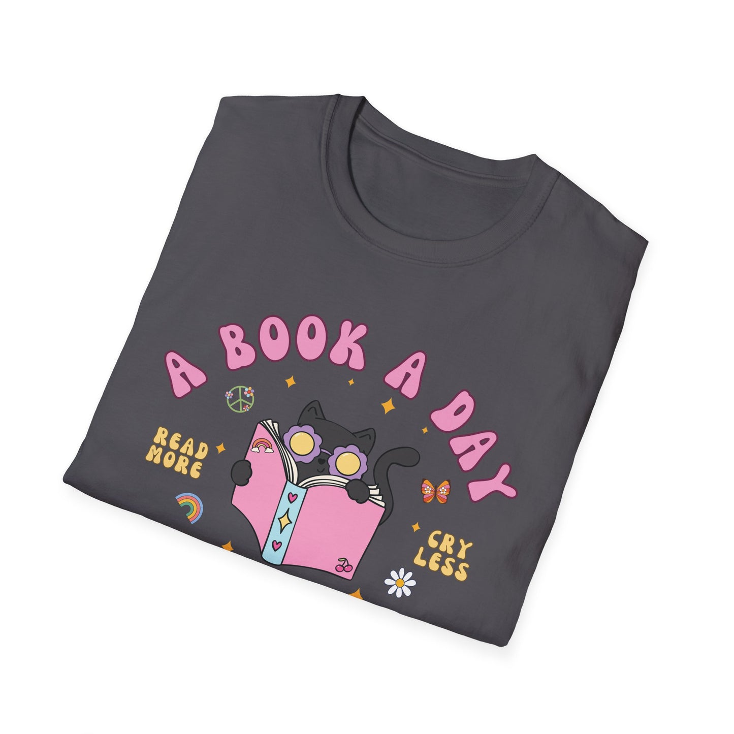 A Book A Day Keeps The Mental Breakdown Away (Groovy Cat) T-shirt