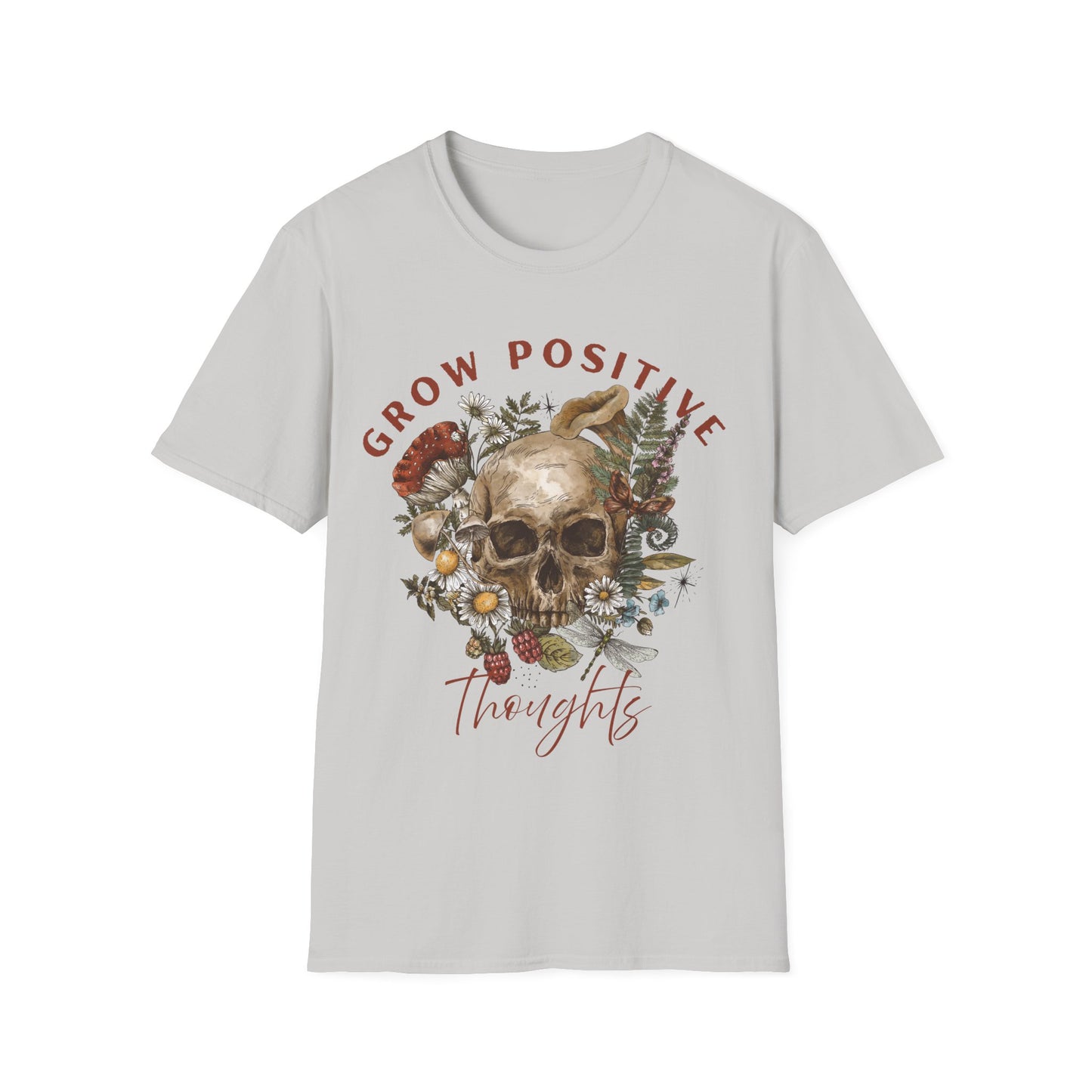 Grow Positive Thoughts (Botanical Skull) T-shirt