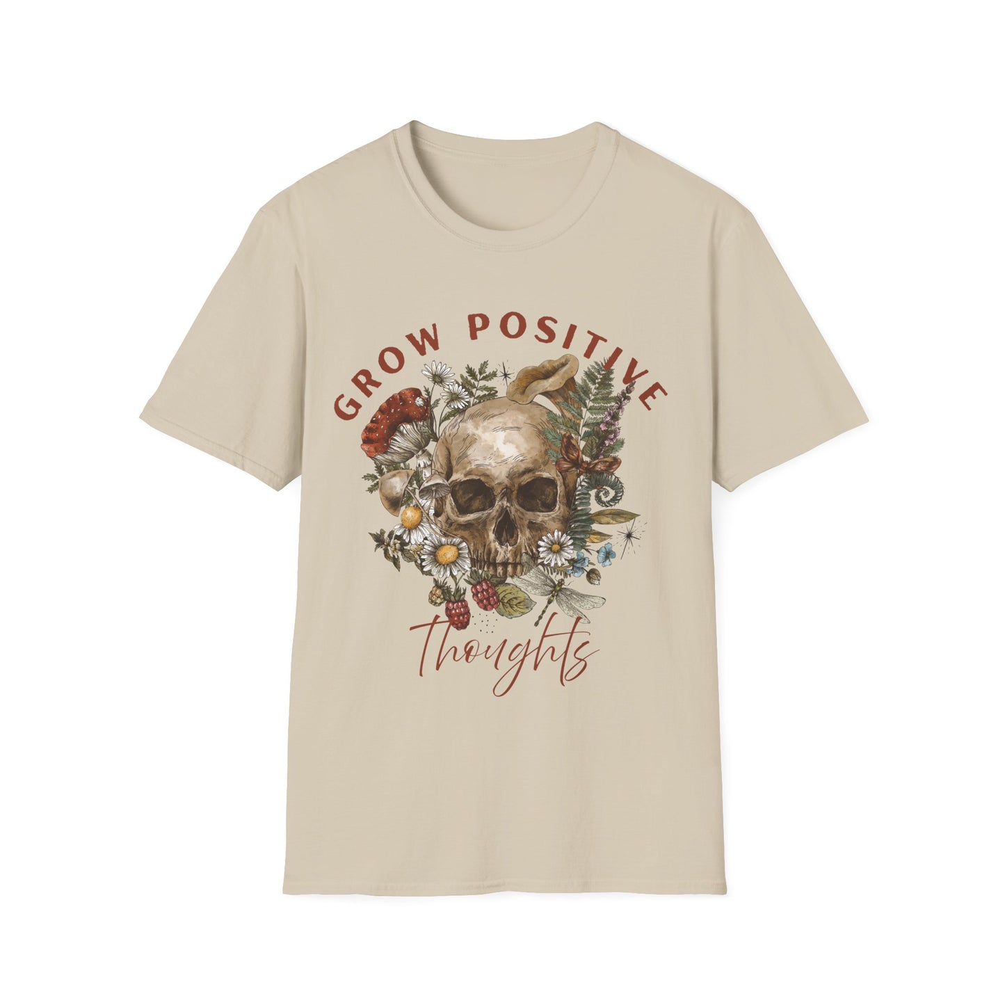 Grow Positive Thoughts (Botanical Skull) T-shirt