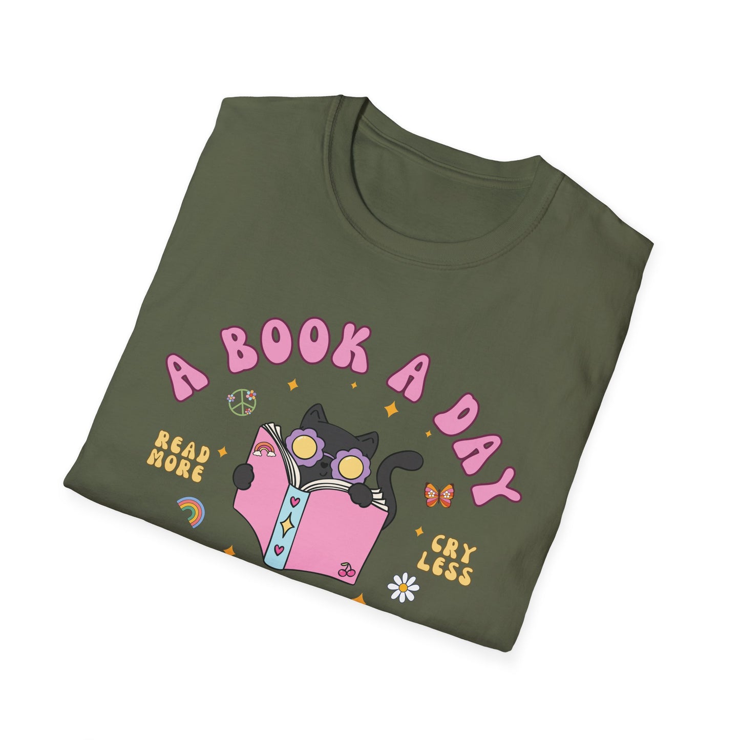 A Book A Day Keeps The Mental Breakdown Away (Groovy Cat) T-shirt