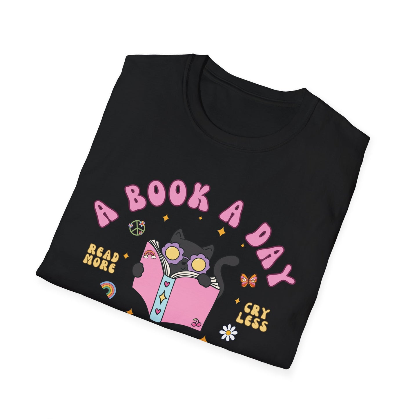 A Book A Day Keeps The Mental Breakdown Away (Groovy Cat) T-shirt