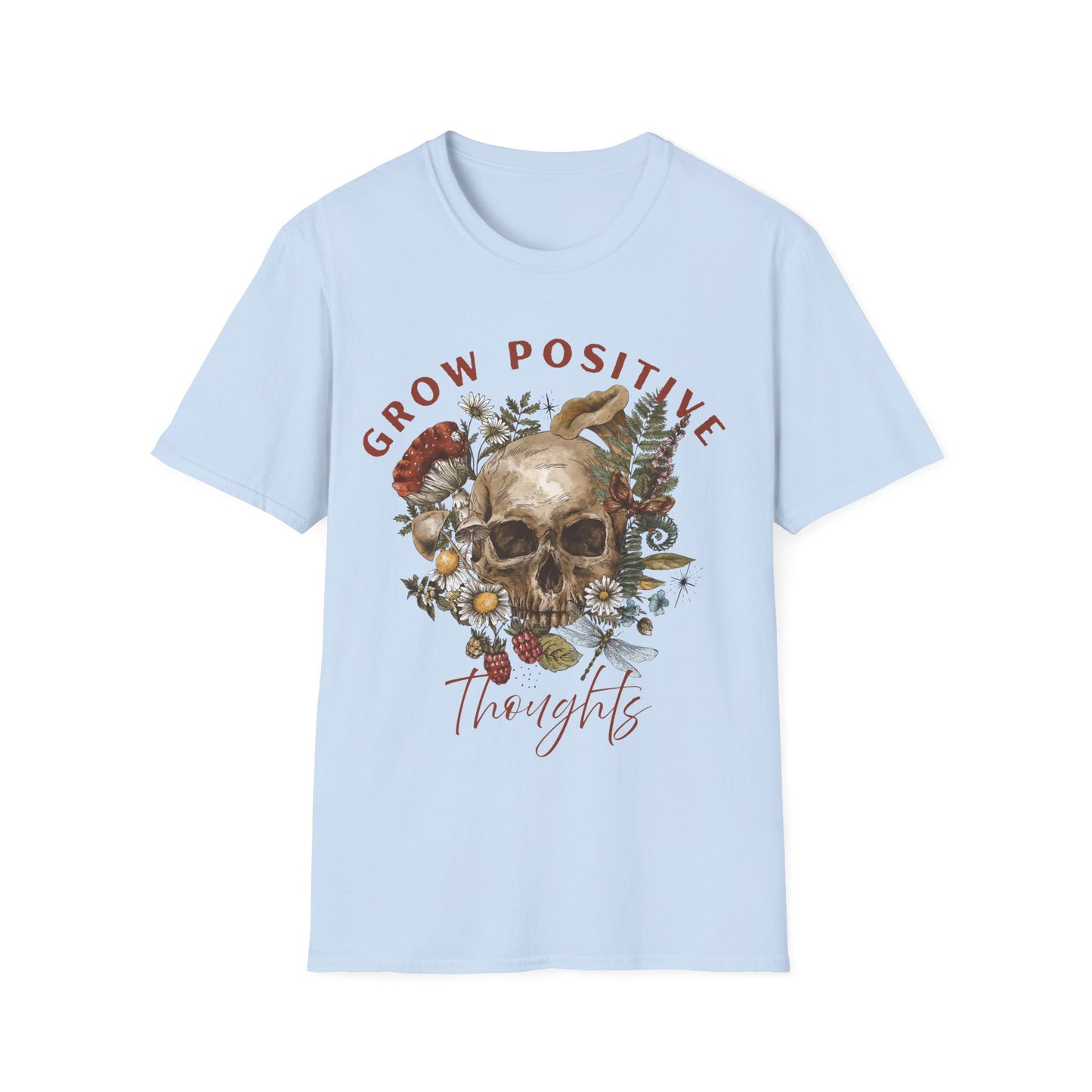 Grow Positive Thoughts (Botanical Skull) T-shirt