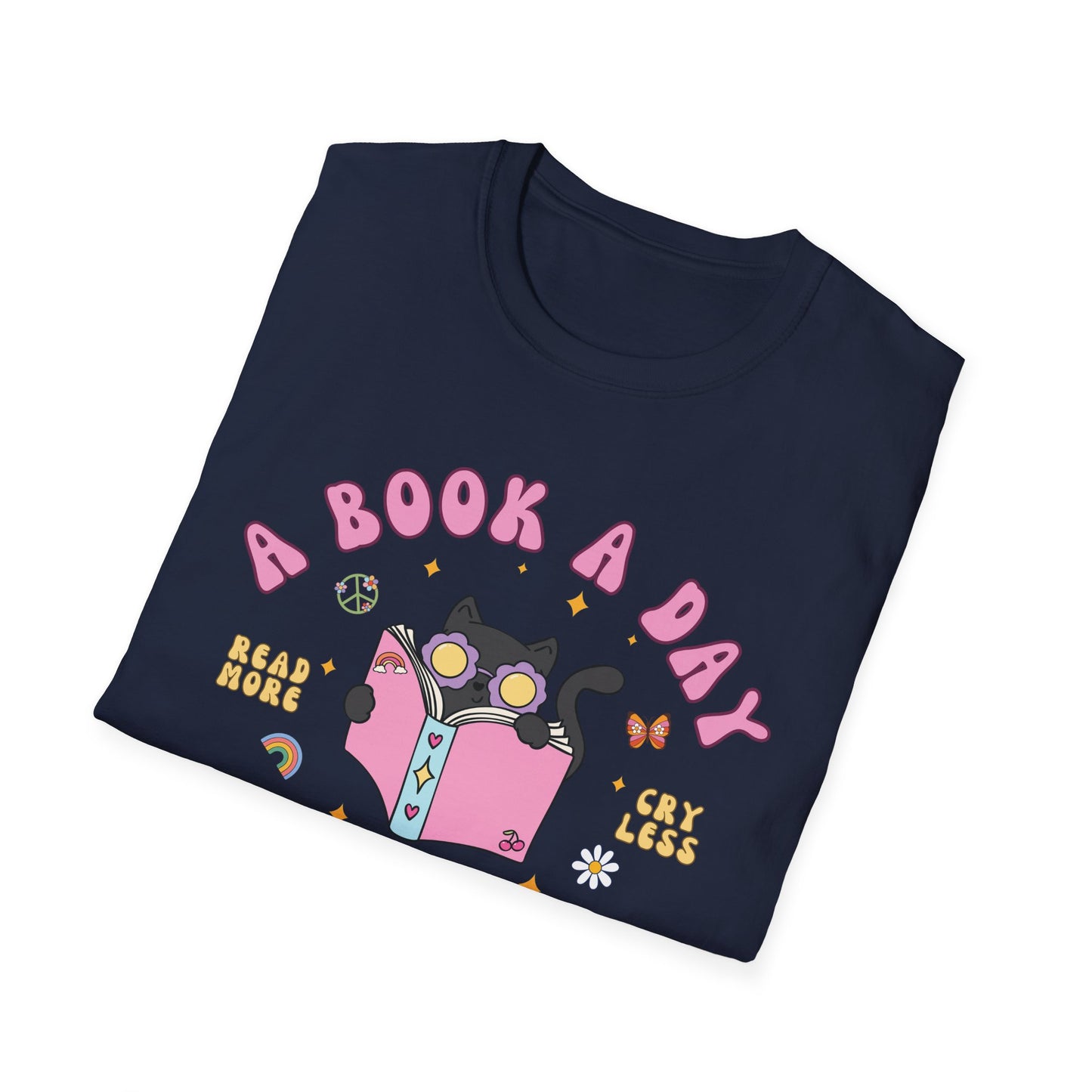 A Book A Day Keeps The Mental Breakdown Away (Groovy Cat) T-shirt