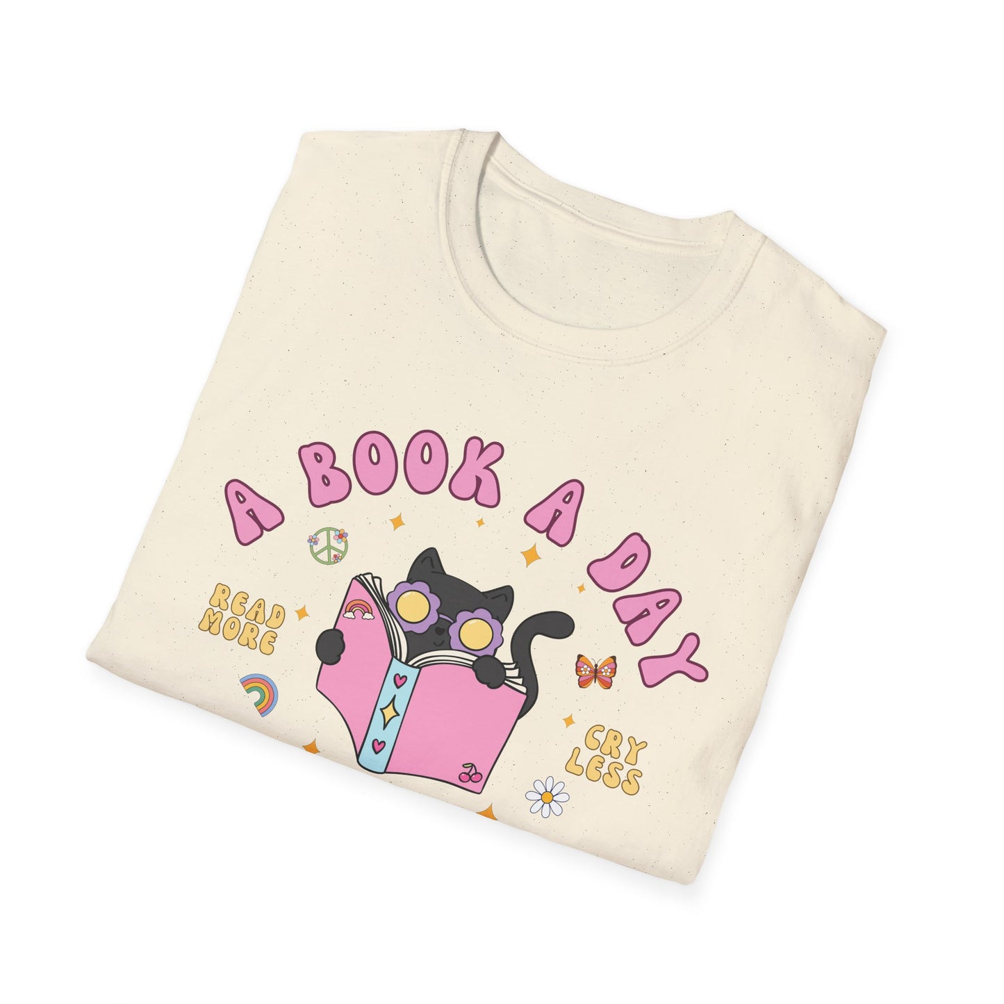 A Book A Day Keeps The Mental Breakdown Away (Groovy Cat) T-shirt