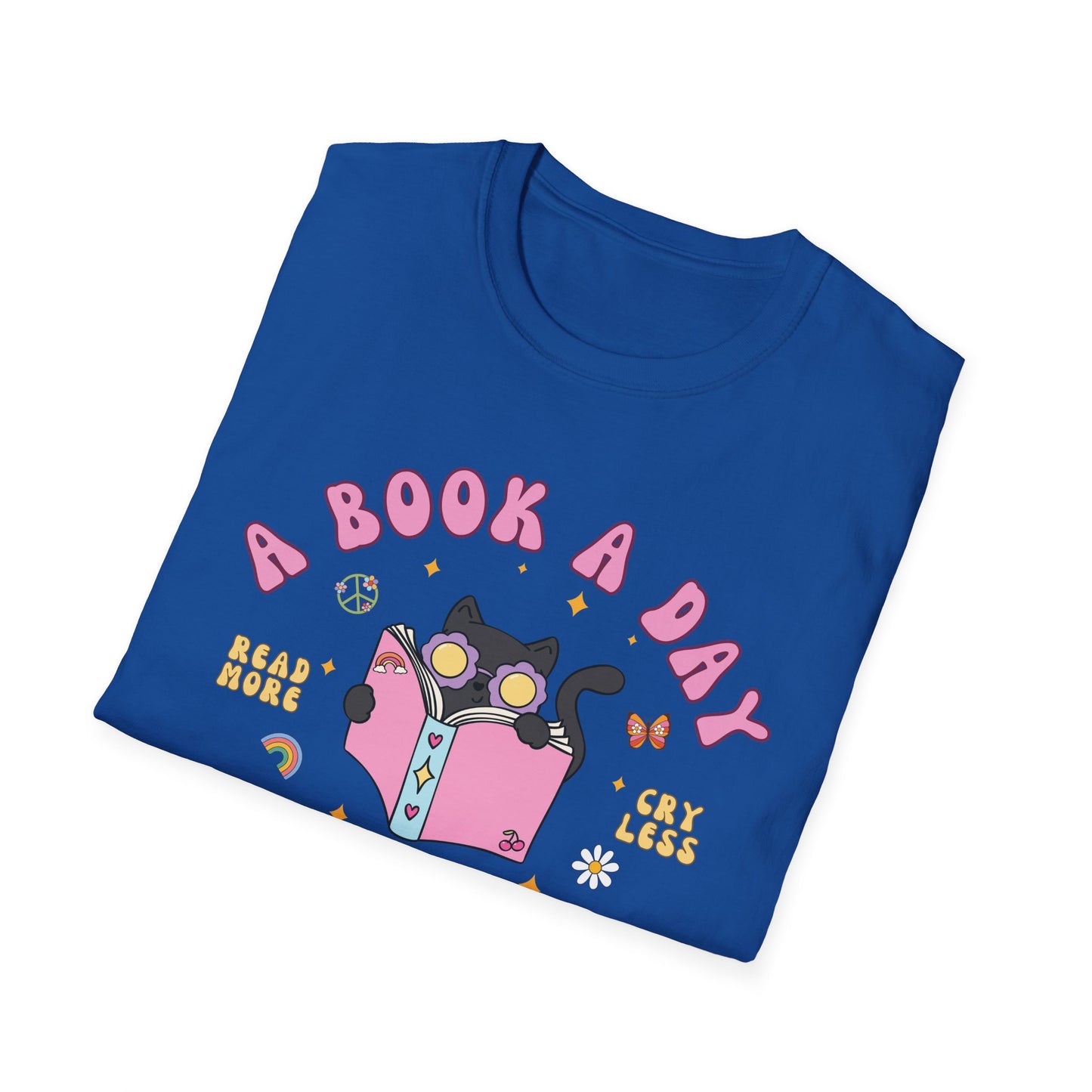 A Book A Day Keeps The Mental Breakdown Away (Groovy Cat) T-shirt