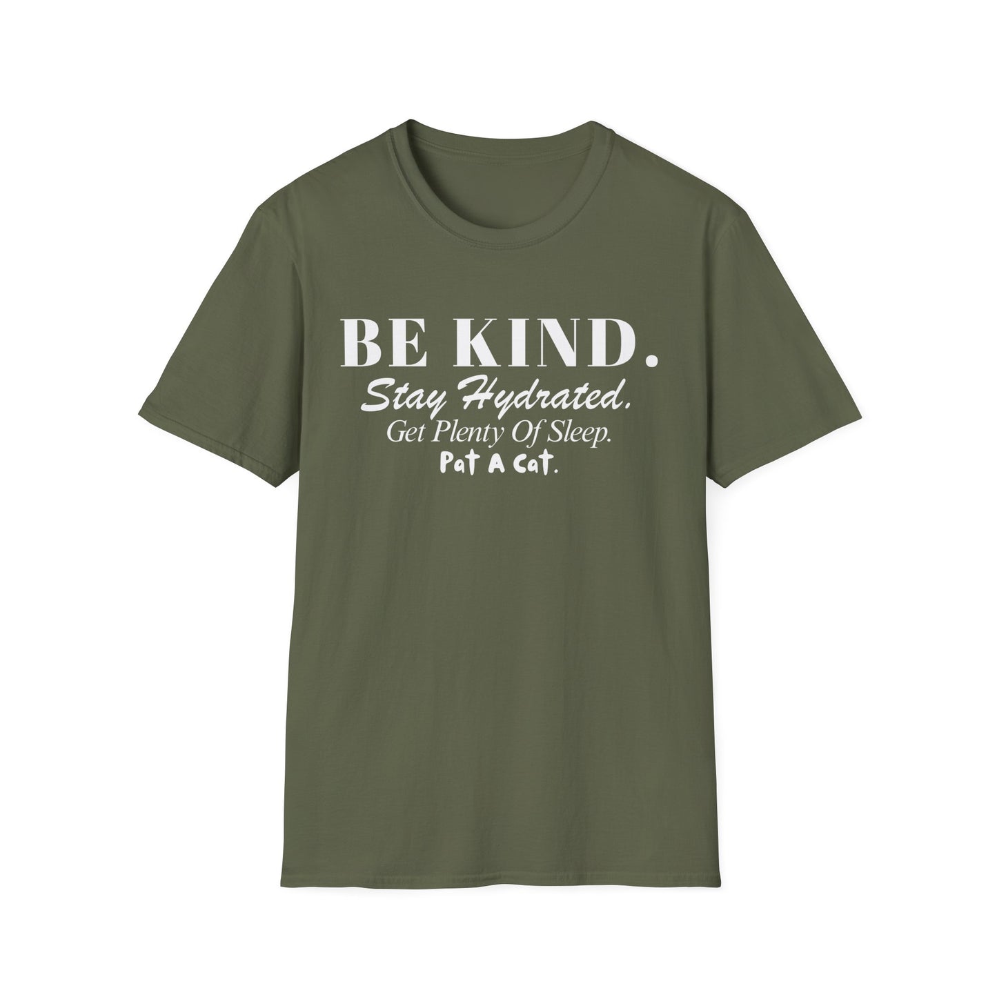 Be Kind. Stay Hydrated. Get Sleep. Pat A Cat T-shirt