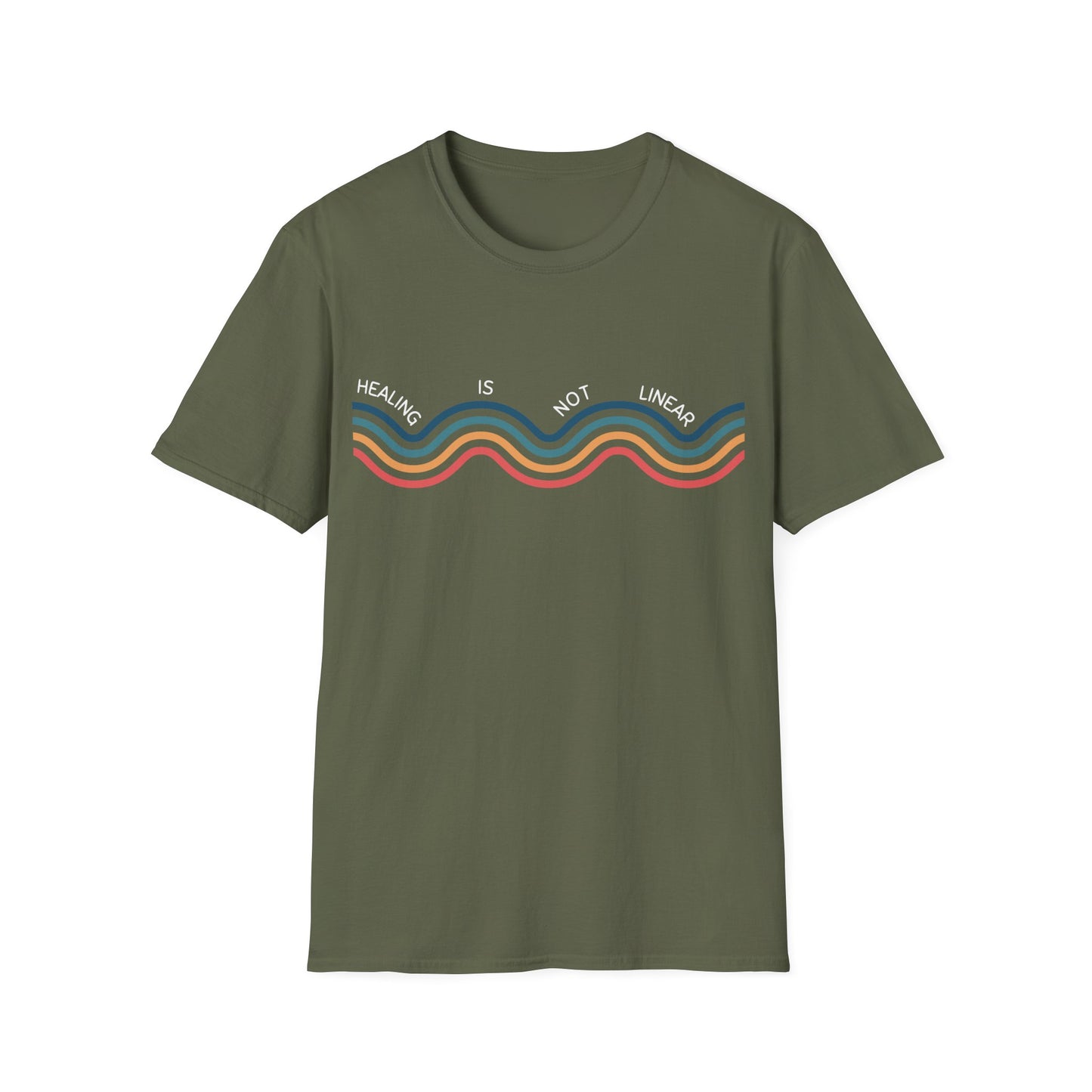 Healing Is Not Linear (Retro Rainbow) T-shirt