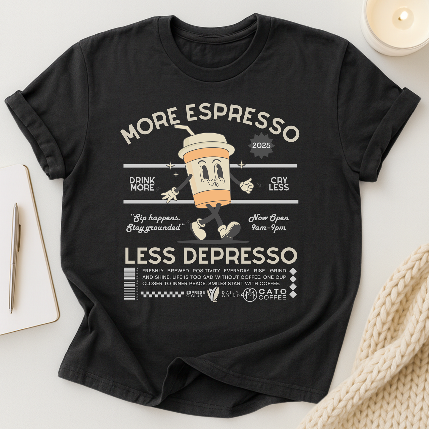 More Espresso Less Depresso (Retro) T-shirt