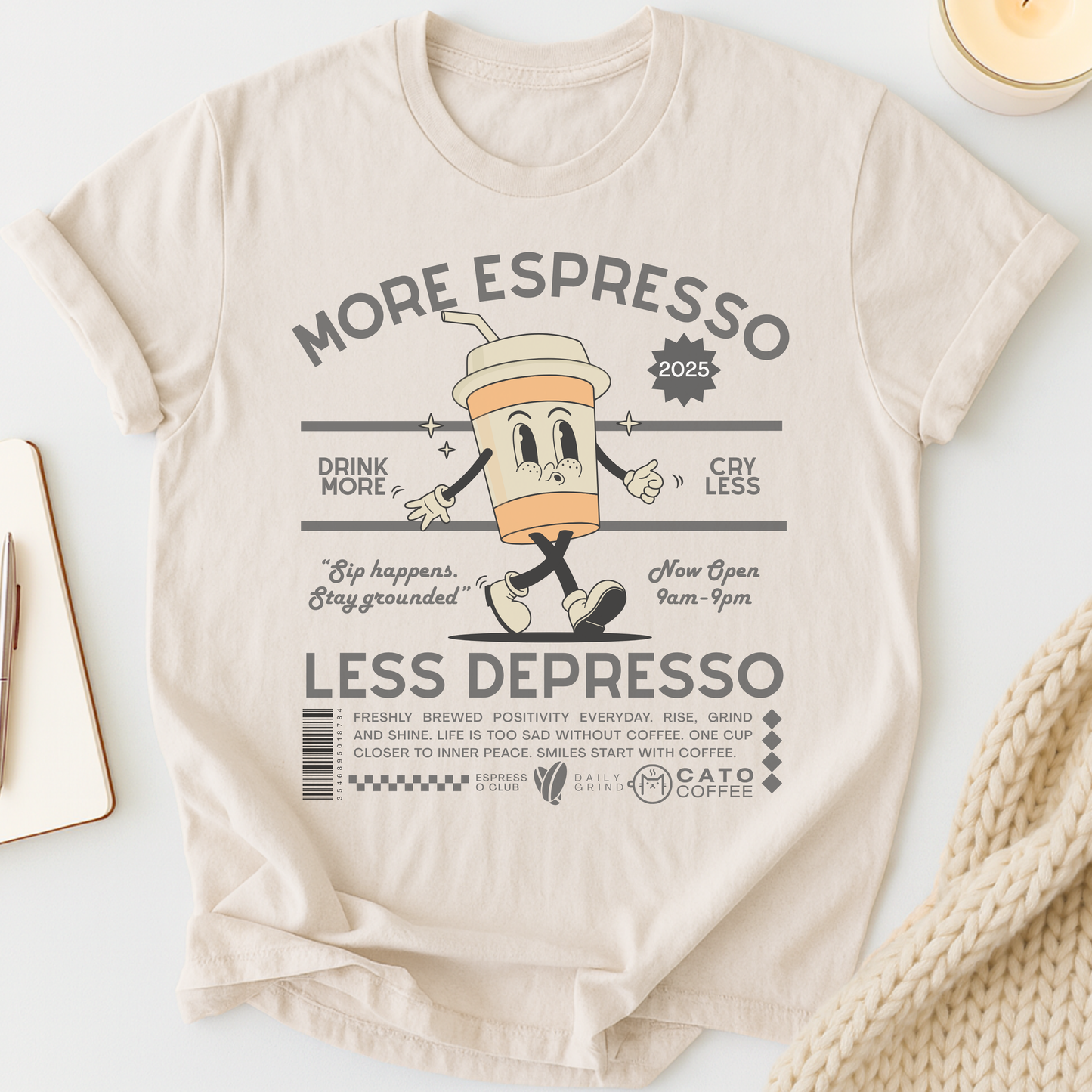 More Espresso Less Depresso (Retro) T-shirt