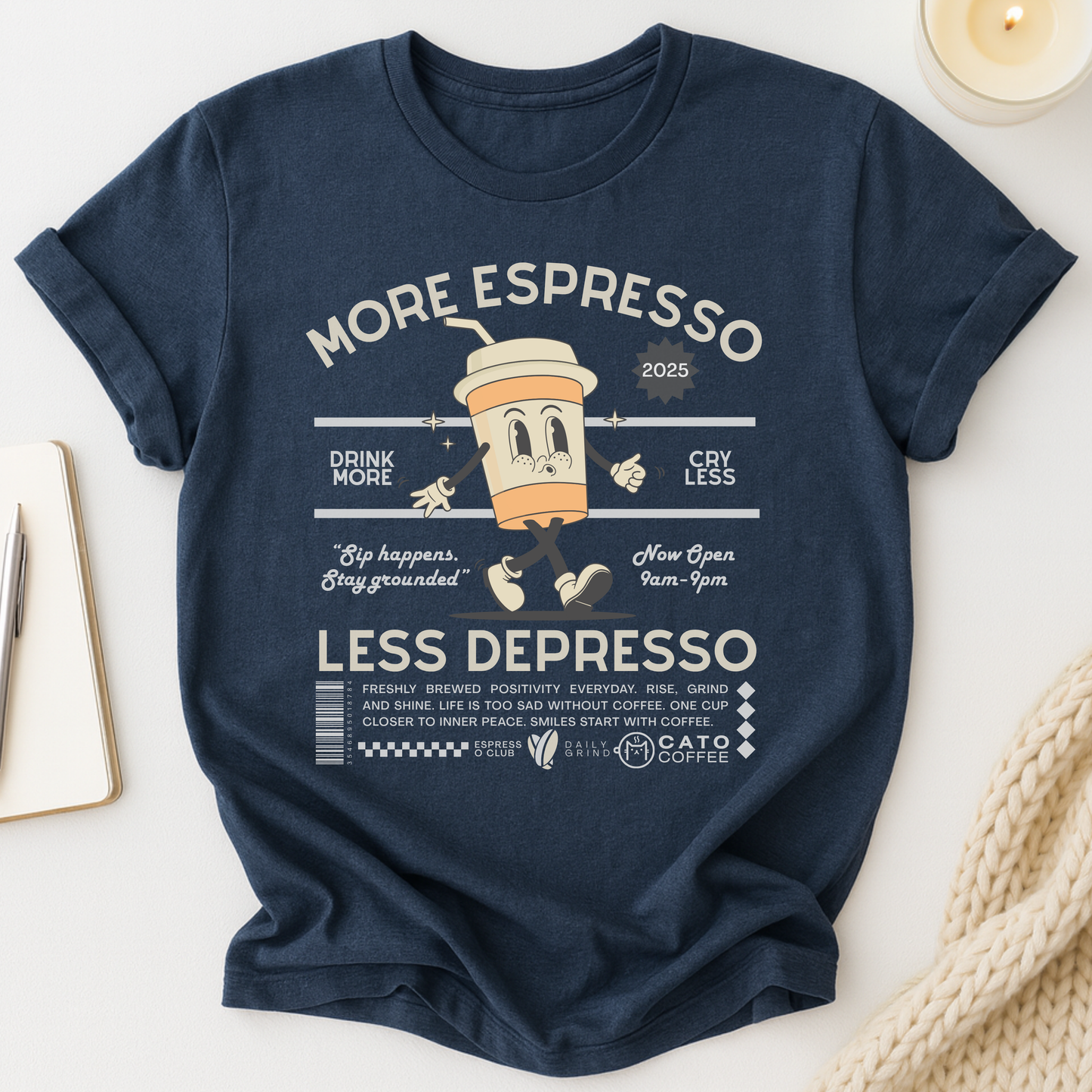 More Espresso Less Depresso (Retro) T-shirt