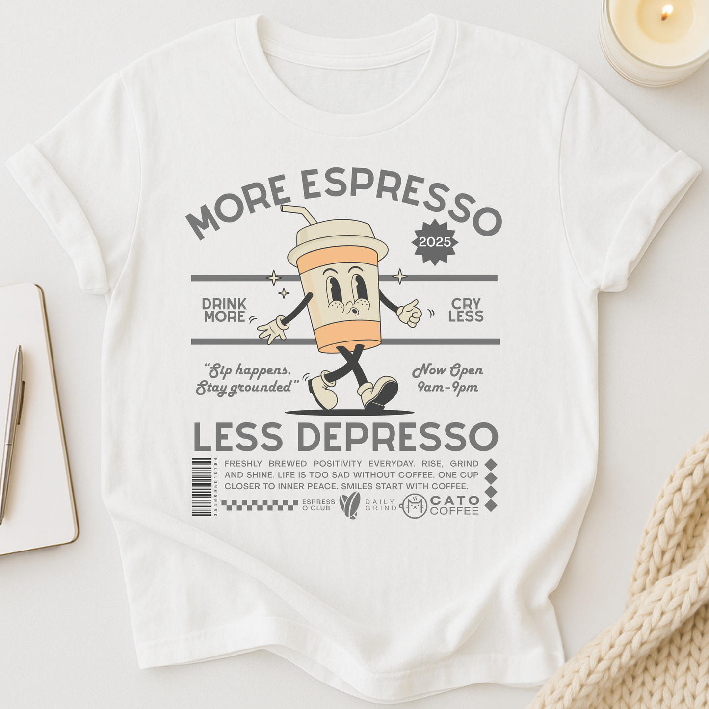 More Espresso Less Depresso (Retro) T-shirt