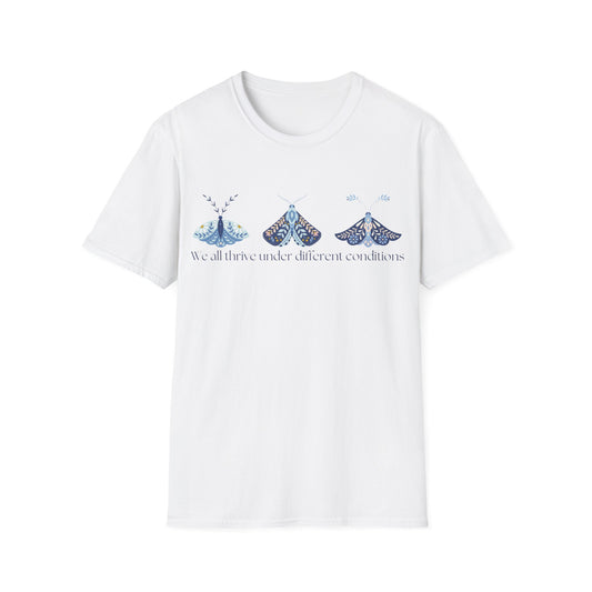 We All Thrive Under Different Conditions (Moths) T-shirt