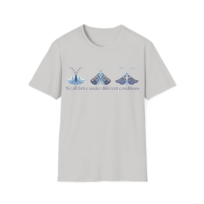 We All Thrive Under Different Conditions (Moths) T-shirt
