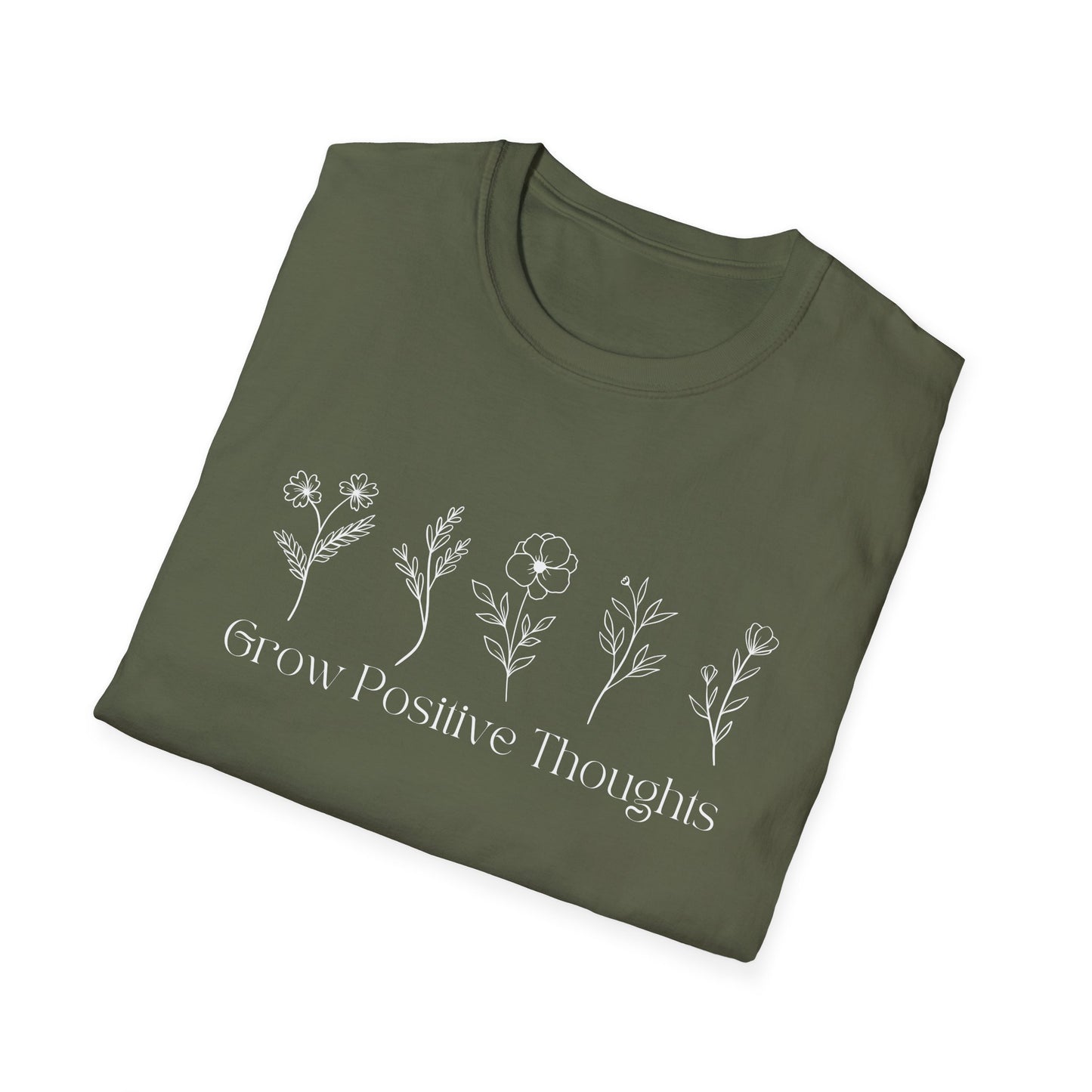 Grow Positive Thoughts (Line Drawing) T-shirt