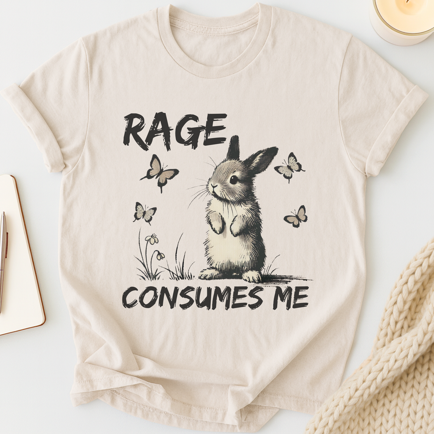 Rage Consumes Me (Rabbit & Butterflies) T-shirt