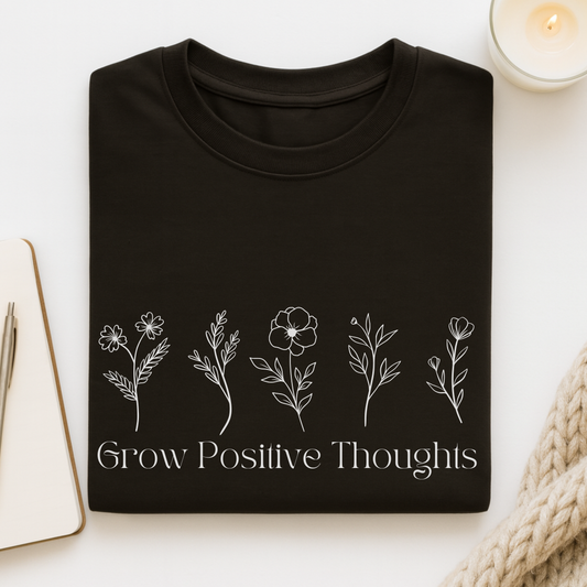 Grow Positive Thoughts (Line Drawing) T-shirt