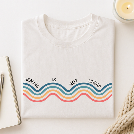 Healing Is Not Linear (Retro Rainbow) T-shirt