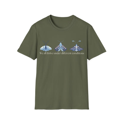 We All Thrive Under Different Conditions (Moths) T-shirt