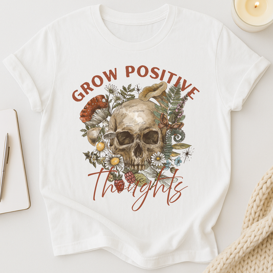 Grow Positive Thoughts (Botanical Skull) T-shirt