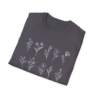 We All Bloom In Our Own Time (Floral Line Art) T-shirt