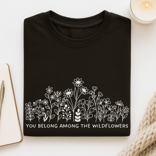 You Belong Among The Wildflowers (Line Art) T-shirt